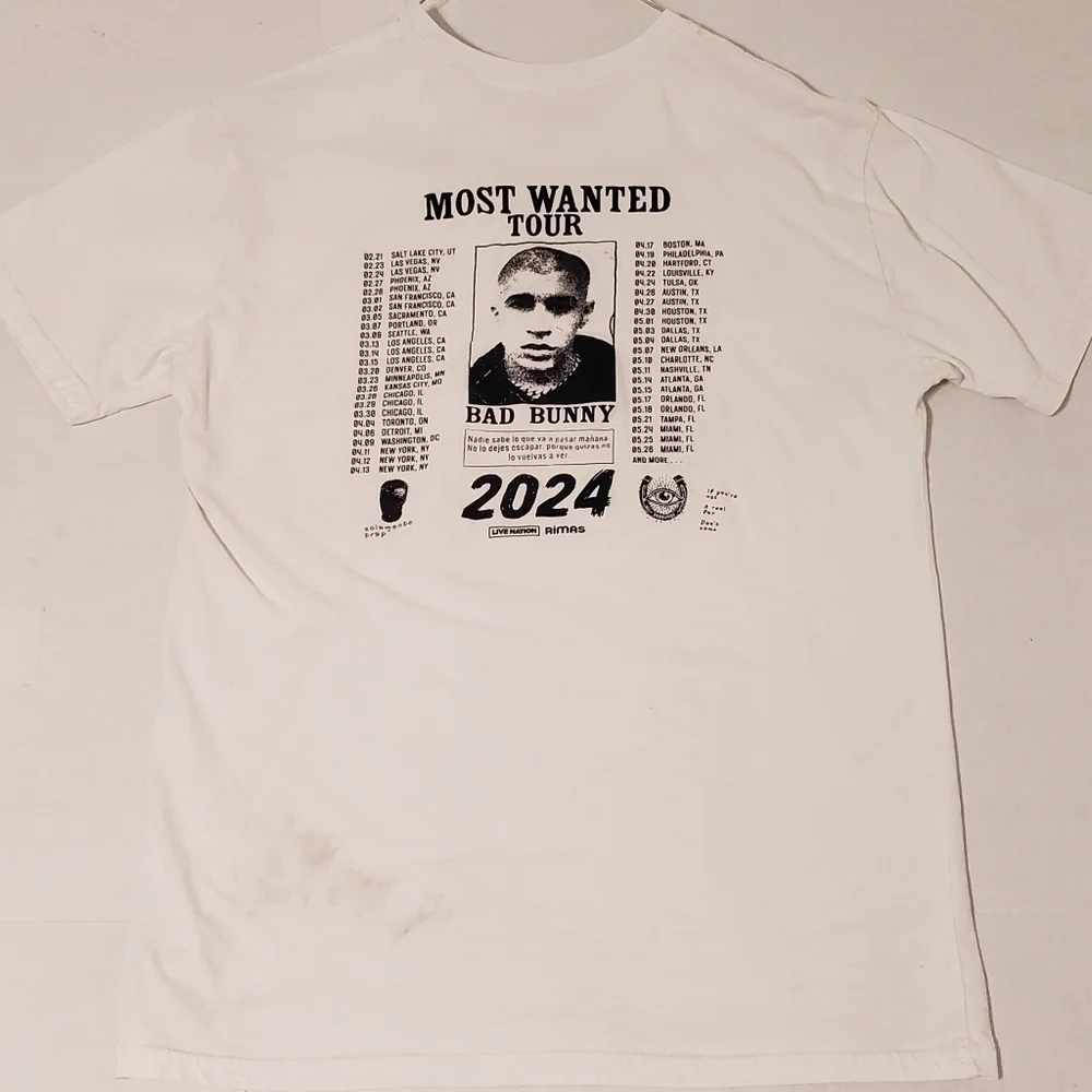 Bad Bunny Most Wanted Tour 2024 Live Nation Rimas by Circle Clothing Men's Large - Picture 4 of 8